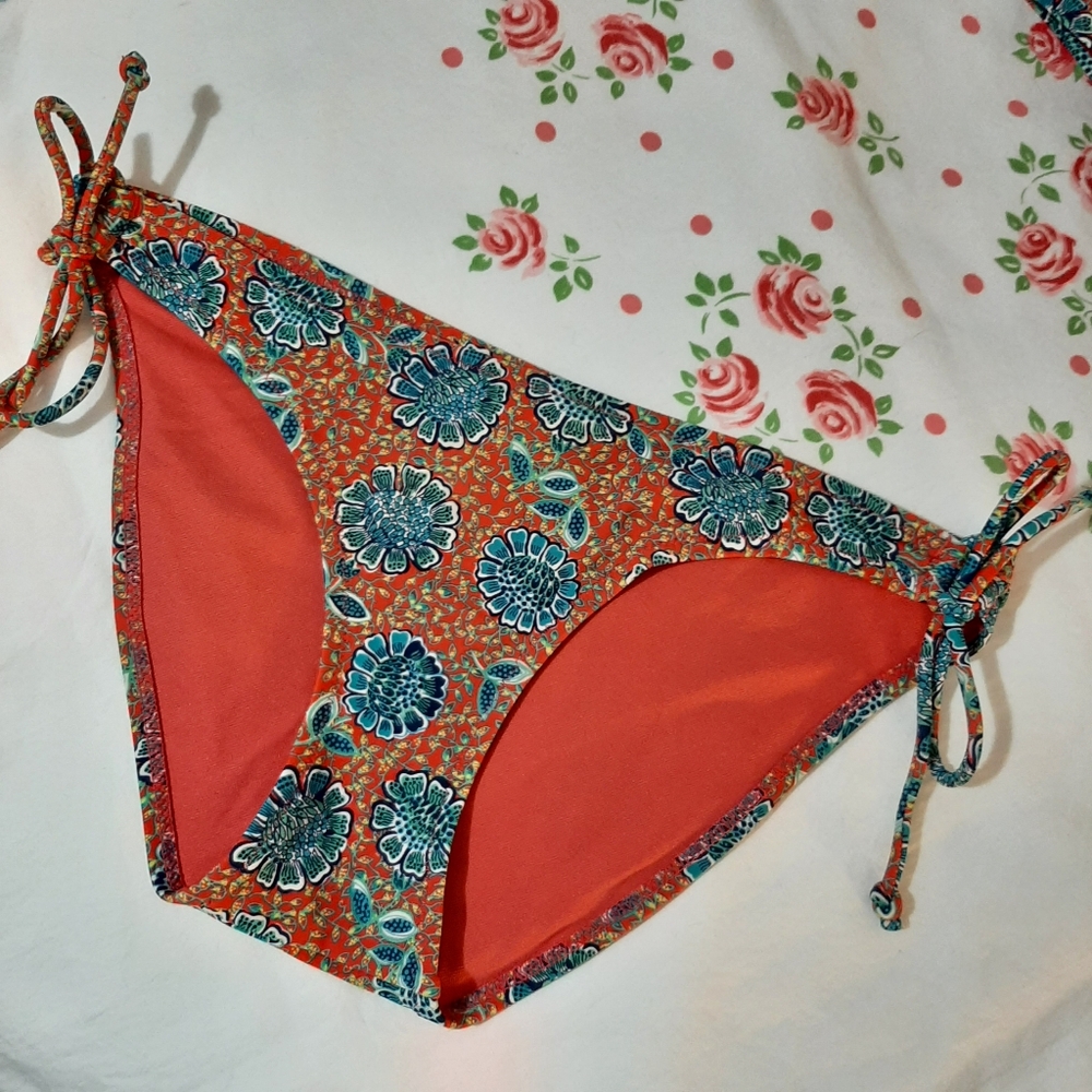 Floral Bikini Bottom with Ties